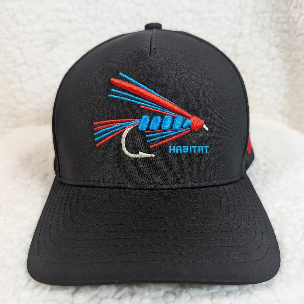 Hooey Habitat Fly‎ Fishing Lure Black Trucker Hat Snapback Cap Breathable